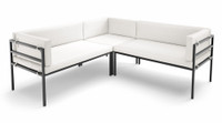 HERMOSA Heavy-Duty Outdoor L-Shape Seating - Sunbrella Seating - Gunmetal Frame - Modular Outdoor Furniture - Made in USA