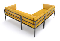 HERMOSA Heavy-Duty Outdoor L-Shape Seating - Sunbrella Seating - Gunmetal Frame - Modular Outdoor Furniture - Made in USA