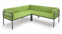 HERMOSA Heavy-Duty Outdoor L-Shape Seating - Sunbrella Seating - Gunmetal Frame - Modular Outdoor Furniture - Made in USA