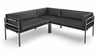 HERMOSA Heavy-Duty Outdoor L-Shape Seating - Sunbrella Seating - Gunmetal Frame - Modular Outdoor Furniture - Made in USA