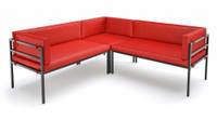 HERMOSA Heavy-Duty Outdoor L-Shape Seating - Sunbrella Seating - Gunmetal Frame - Modular Outdoor Furniture - Made in USA