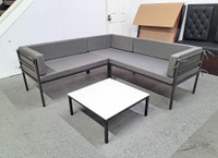 HERMOSA Heavy-Duty Outdoor  Large L-Shape Seating - Sunbrella Seating - Gunmetal Frame - Modular Outdoor Furniture - Made in USA