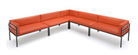 HERMOSA Heavy-Duty Outdoor  Large L-Shape Seating - Sunbrella Seating - Gunmetal Frame - Modular Outdoor Furniture - Made in USA