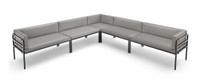 HERMOSA Heavy-Duty Outdoor  Large L-Shape Seating - Sunbrella Seating - Gunmetal Frame - Modular Outdoor Furniture - Made in USA