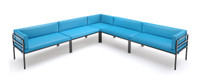 HERMOSA Heavy-Duty Outdoor  Large L-Shape Seating - Sunbrella Seating - Gunmetal Frame - Modular Outdoor Furniture - Made in USA