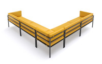 HERMOSA Heavy-Duty Outdoor  Large L-Shape Seating - Sunbrella Seating - Gunmetal Frame - Modular Outdoor Furniture - Made in USA