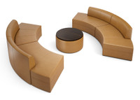 Circular Lounge Seating  - Walnut Top Center Table - Seats 12 - Handcrafted in USA