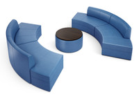 Circular Lounge Seating  - Walnut Top Center Table - Seats 12 - Handcrafted in USA