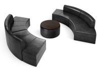 Circular Lounge Seating  - Walnut Top Center Table - Seats 12 - Handcrafted in USA