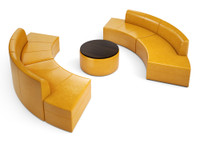 Circular Lounge Seating  - Walnut Top Center Table - Seats 12 - Handcrafted in USA