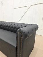 Commercial-Grade Lush Sofa with Brass Nail Trim - Made in USA