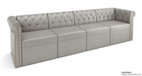ESCAPE Luxurious Commercial-Grade Modular Long Sofa with Brass Nail Trim - Made in USA ESCAPE Luxurious Commercial-Grade Modular Long Sofa with Brass Nail Trim - Made in USA