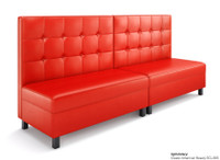 Legacy Restaurant Booth - Premium Square Button-Tufted Upholstery - Gunmetal Legs -Made in USA