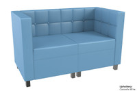 Quick Ship Ready - 9049X Modular Love Seat with Arms - Tufted Back - Flat Seat - Gunmetal Legs