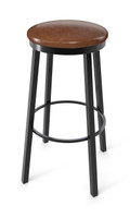Round  Gunmetal Frame - Premium Comfort Upholstered Seat - Bar Stool