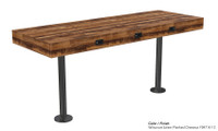 84" Bolt Down Stand-Up Bar Table with Two Black Bases - Handcrafted - 3 Power Outlets - Available in Many Finishes (43" Height)