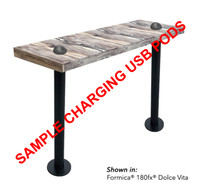 Bolt Down Table Tops - Stand-Up Bar Table with Two Black Bases - Handcrafted - Available in Many Finishes (42" Height) Bolt Down Table Tops - Stand-Up Bar Table with Two Black Bases - Handcrafted - Available in Many Finishes (42" Height)