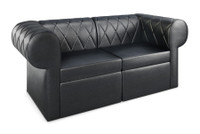 RIVERA Lounge Seating - Diamond Button Tufted Upholstery - Loveseat with Rounded Arms RIVERA Lounge Seating - Diamond Button Tufted Upholstery - Loveseat with Rounded Arms