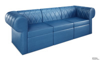 RIVERA Lounge Seating -  Diamond Tufted Upholstery - Modular Sofa with Rounded Arms
