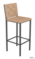 Button Tufted -  Gunmetal Heavy-Duty Bar Stool with Commercial-Grade Vinyl Seat (450lbs Rated)