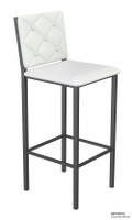 Button Tufted -  Gunmetal Heavy-Duty Bar Stool with Commercial-Grade Vinyl Seat (450lbs Rated)