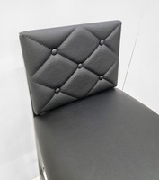 Button Tufted -  Gunmetal Heavy-Duty Bar Stool with Commercial-Grade Vinyl Seat (450lbs Rated)