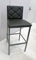Button Tufted -  Gunmetal Heavy-Duty Bar Stool with Commercial-Grade Vinyl Seat (450lbs Rated)