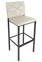 Button Tufted -  Gunmetal Heavy-Duty Bar Stool with Commercial-Grade Vinyl Seat (450lbs Rated)