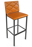 Button Tufted -  Gunmetal Heavy-Duty Bar Stool with Commercial-Grade Vinyl Seat (450lbs Rated)