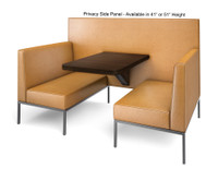 Modern 4-Seater All-in-One Booth Seating with Integrated Table and Privacy Wall - Gunmetal Frame - Optional Power Outlet Modern 4-Seater All-in-One Booth Seating with Integrated Table and Privacy Wall - Gunmetal Frame - Optional Power Outlet