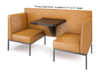 Modern 2-Seater All-in-One Booth Seating with Integrated Table and Privacy Wall - Gunmetal Frame - Optional Power Outlet Modern 2-Seater All-in-One Booth Seating with Integrated Table and Privacy Wall - Gunmetal Frame - Optional Power Outlet