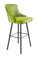4017 Swivel Designer Bar Stool - High Performance Upholstery - Gunmetal Base - Diamond Tufted Outer Back