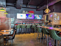 4017 Swivel Designer Bar Stool - High Performance Upholstery - Gunmetal Base - Diamond Tufted Outer Back