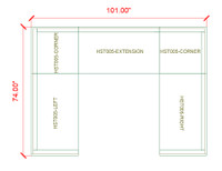 HST005 Urban Modern Collection: Modular U-Shape Sectional - Full Welded Gunmetal Outline Frame - Made in USA