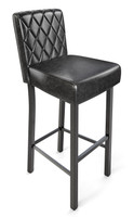 782 Bar Stool - Diamond Tufted Premium Upholstery - Gunmetal Base