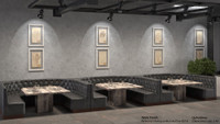 Set of  Three U-Shape Modular Booths with Tables - Contract Grade - Premium Button Tufted Performance Upholstery - 100% Handcrafted In USA Set of  Three U-Shape Modular Booths with Tables - Contract Grade - Premium Button Tufted Performance Upholstery - 100% Handcrafted In USA