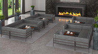 HST005 Urban Modern Collection: Four Modular Large U-Shape Sectional - Full Welded Gunmetal Outline Frame - Four Matching Lounge Tables