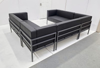 HST005 Urban Modern Collection: Four Modular Large U-Shape Sectional - Full Welded Gunmetal Outline Frame - Four Matching Lounge Tables