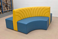 WAVE- Curved Booth (Quarter Circle) - Exclusive Black & Claret Restaurant Package - Four Restaurant Tables with Five Chairs (Seats 10)