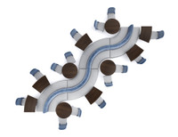 WAVE - 28' Long Restaurant Seating  with Tables and Chair - Made in USA - Premium Upholstery (Seats 26)