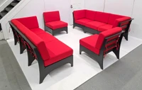 Carina Outdoor Seating with Club Tables Package - Modular Open U-Shape Seating - Premium  5-Yr Warranty Sunbrella Fabric - Marine Grade Seaboard Frame (Seats 17)