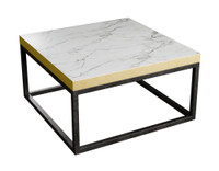 Premium  Lounge Table with Gold Edge Table Top (Fully Welded Gunmetal Frame)