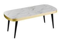 20" x 42" Lounge Table -Rounded Corners - Premium Laminate Table Top with Gold Edge Finish - Metal Legs 20" x 42" Lounge Table -Rounded Corners - Premium Laminate Table Top with Gold Edge Finish - Metal Legs