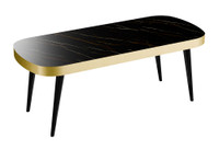 20" x 42" Lounge Table -Rounded Corners - Premium Laminate Table Top with Gold Edge Finish - Metal Legs 20" x 42" Lounge Table -Rounded Corners - Premium Laminate Table Top with Gold Edge Finish - Metal Legs