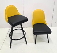 BS102 Swivel Designer Bar Stool - High Performance Upholstery - Swivel Metal Base - All Around Channel Back