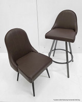 BS102 Swivel Designer Bar Stool - High Performance Upholstery - Swivel Metal Base - All Around Channel Back