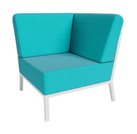 Nico Outdoor Seating - Corner - Premium  5-Yr Warranty Sunbrella Fabric - Fully Welded White Metal Frame Nico Outdoor Seating - Corner - Premium  5-Yr Warranty Sunbrella Fabric - Fully Welded White Metal Frame