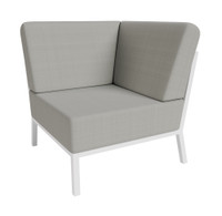 Nico Outdoor Seating - Corner - Premium  5-Yr Warranty Sunbrella Fabric - Fully Welded White Metal Frame Nico Outdoor Seating - Corner - Premium  5-Yr Warranty Sunbrella Fabric - Fully Welded White Metal Frame