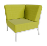 Nico Outdoor Seating - Corner - Premium  5-Yr Warranty Sunbrella Fabric - Fully Welded White Metal Frame Nico Outdoor Seating - Corner - Premium  5-Yr Warranty Sunbrella Fabric - Fully Welded White Metal Frame