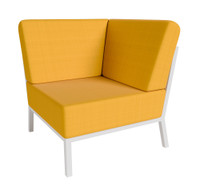 Nico Outdoor Seating - Corner - Premium  5-Yr Warranty Sunbrella Fabric - Fully Welded White Metal Frame Nico Outdoor Seating - Corner - Premium  5-Yr Warranty Sunbrella Fabric - Fully Welded White Metal Frame